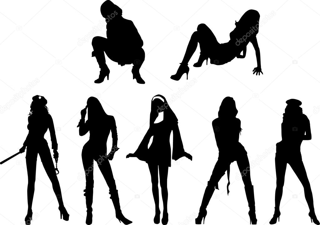 Silhouette sexy girls — Stock Vector © sattva #3134328