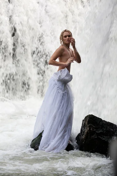 stock image Young Topless Woman In A River