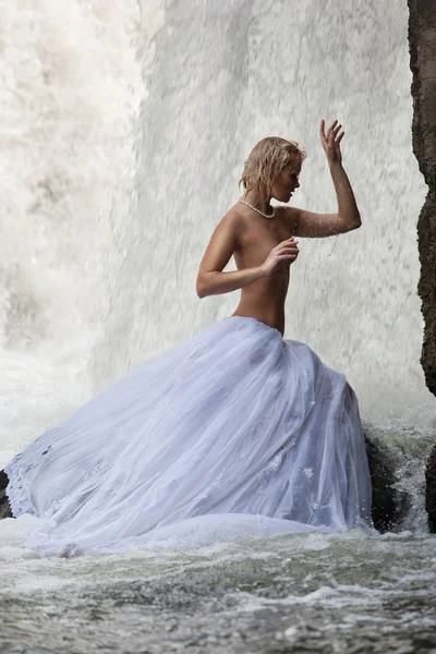 stock image Young Topless Woman In A River