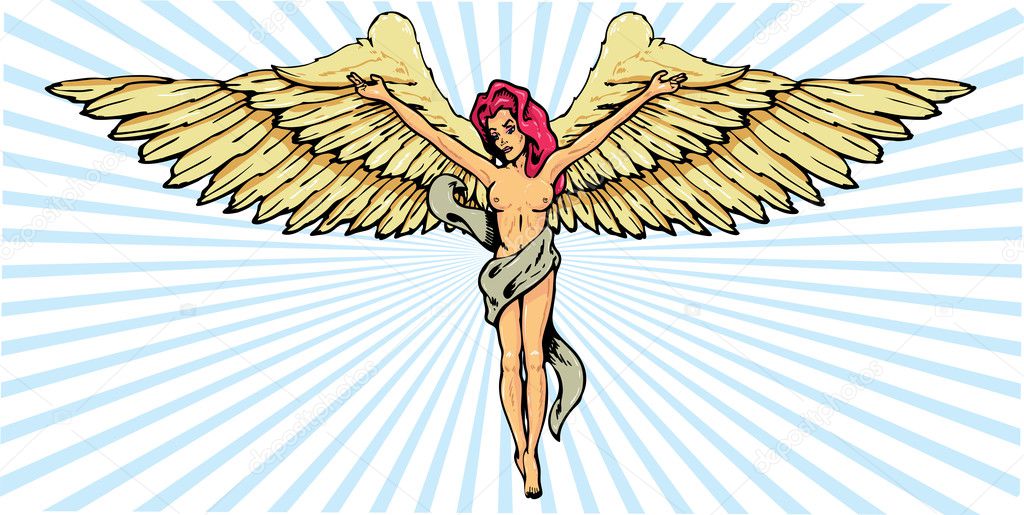 Female angel in a crucifix pose vector i — Stock Vector ...