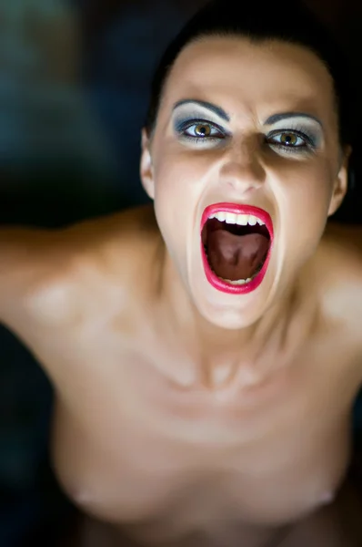 stock image Portrait of screaming woman